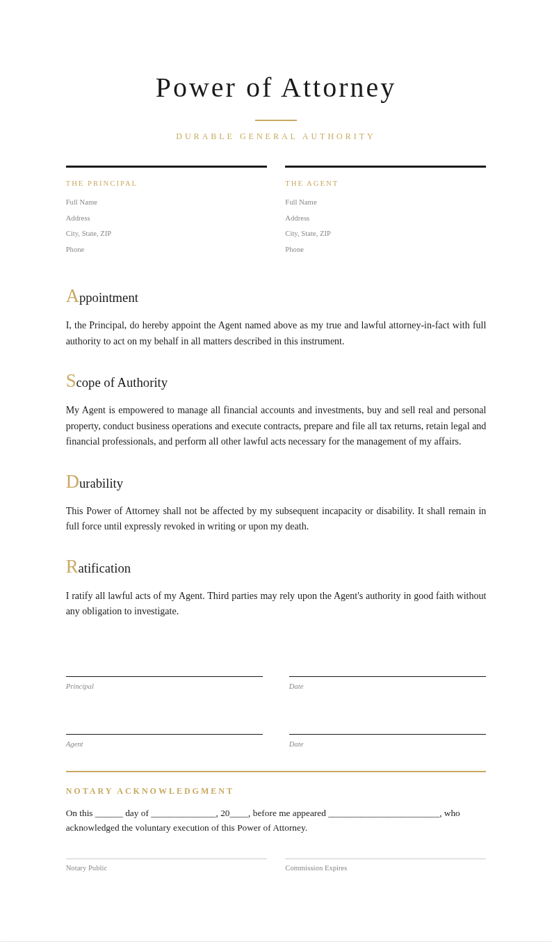 Editorial Professional Power of Attorney